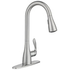 Moen Georgene 87912SRS Spot Resist Stainless Single Handle Pull-down Kitchen Faucet with Sprayer Function (Deck Plate Included)