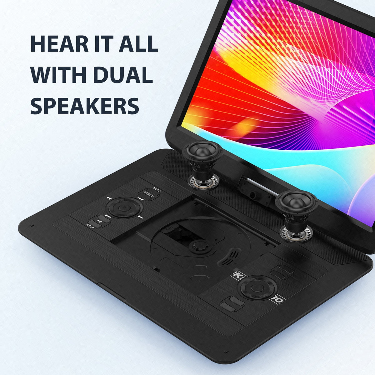 17.9" Portable DVD Player-With 15.6" HD Swivel Screen,, 6 Hours Rechargeable Battery, Support CD/DVD/USB/SD Card/Sync TV，Car Charger