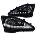 Spec-D Tuning Glossy Black Smoke Projector Headlights Sequential LED For 2006-2009 IS250 - Left + Right Pair