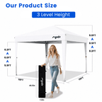 GVDV 10x10 Pop Up Canopy Tent, Instant Straight Leg Canopy, Outdoor Shading Shelter, White