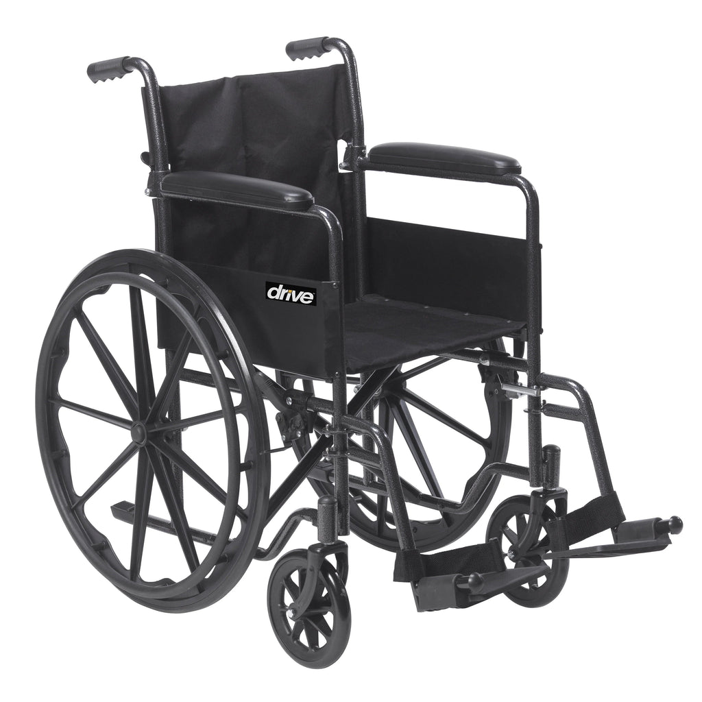 Drive Medicals Silver Sport 1 Wheelchair With Full Arms And Swing Away Removable Footrest - Silver Sport 1