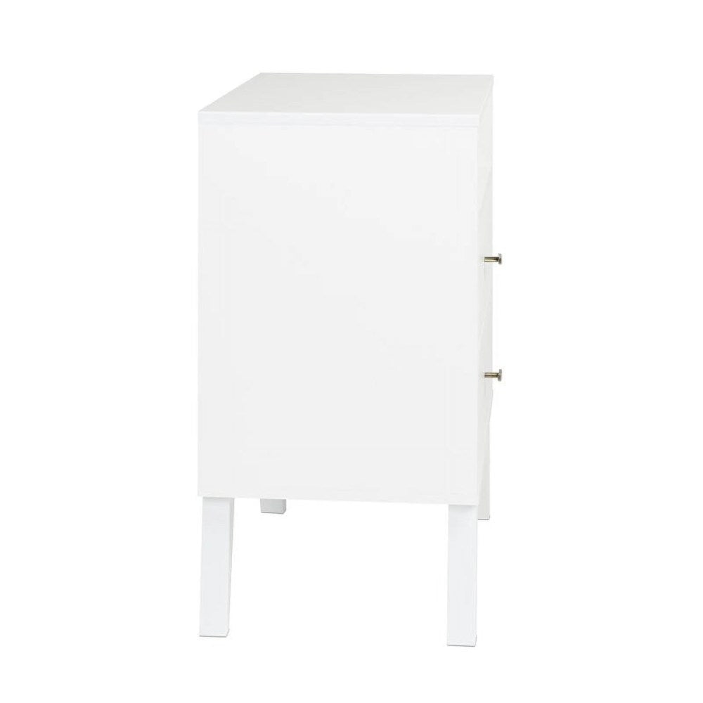 Prepac Milo 2-Drawer Tall Nightstand With Open Shelf, White