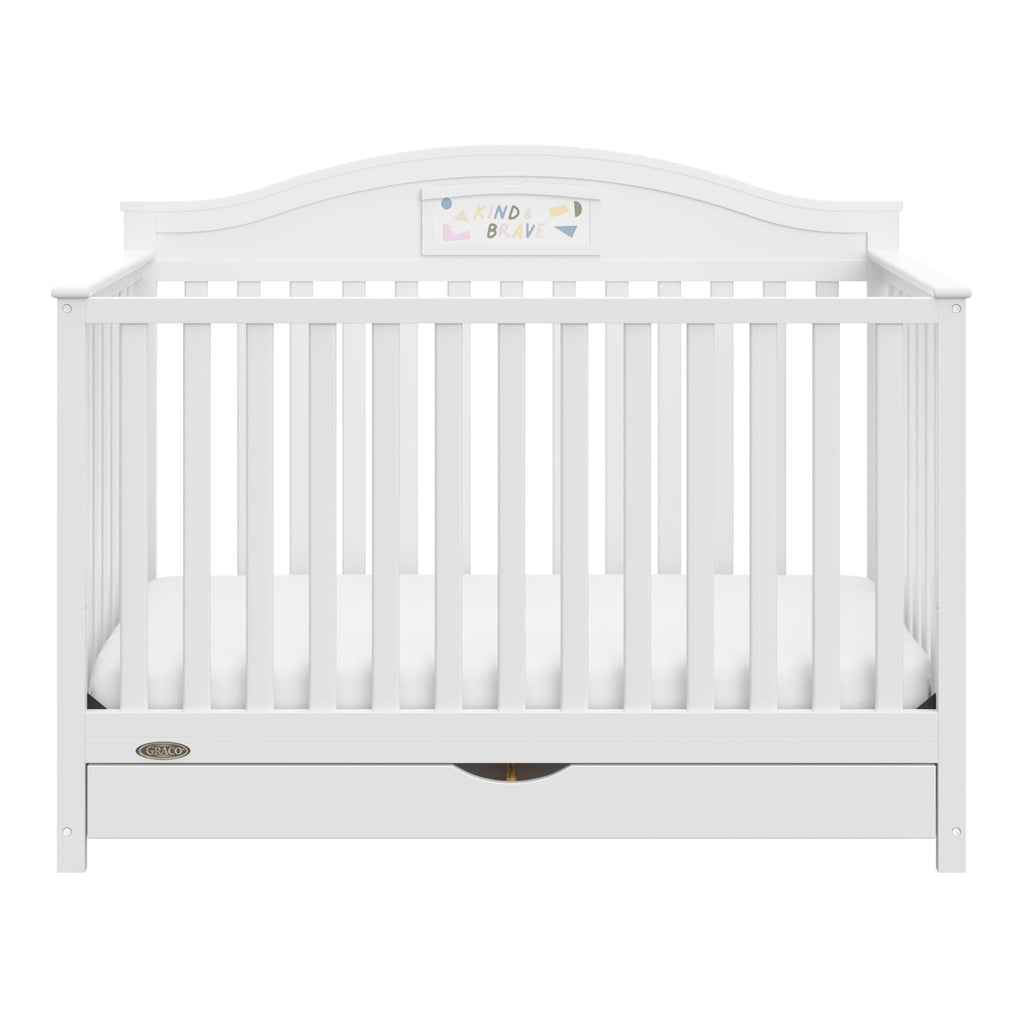 Graco Story 5-in-1 Convertible Baby Crib with Drawer and Reversible Headboard, White