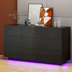 9-Drawer MDF Dresser With LED Lights, 15.7 W x 55.1 L x 30.3 H