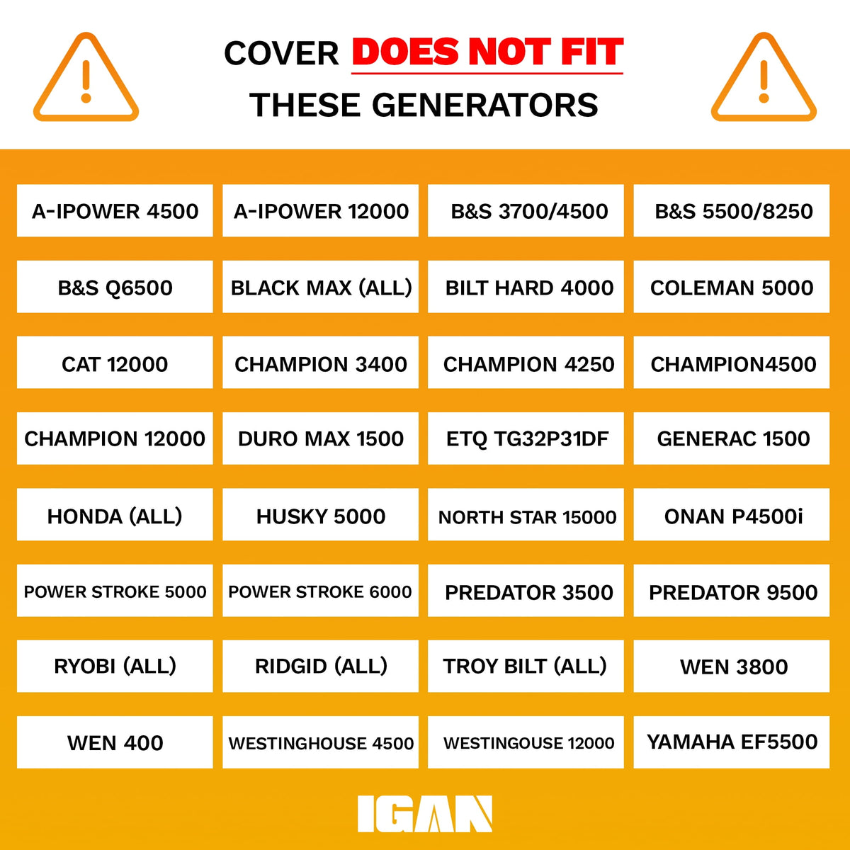 IGAN Generator Tent Waterproof Generator Cover Windproof Kit 3500–12000 Watt 10 lb. Pro Max Black