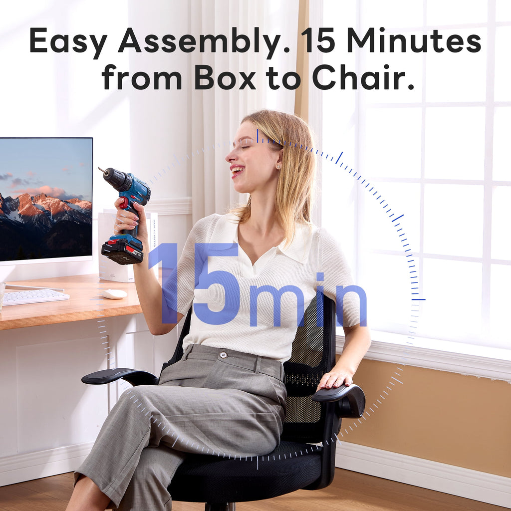 TMV Ergonomic Mesh Office Chair - High Back Gaming Desk Chair, Computer Chair with Lumbar Support & Wheels, Modern Vanity Chair for Home Office