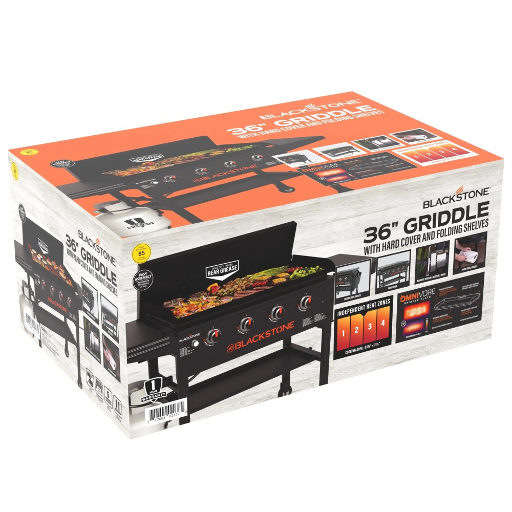 Blackstone Original Outdoor Griddle 4-Burner 36 inch Flat Top Grill With Hard Cover - Black