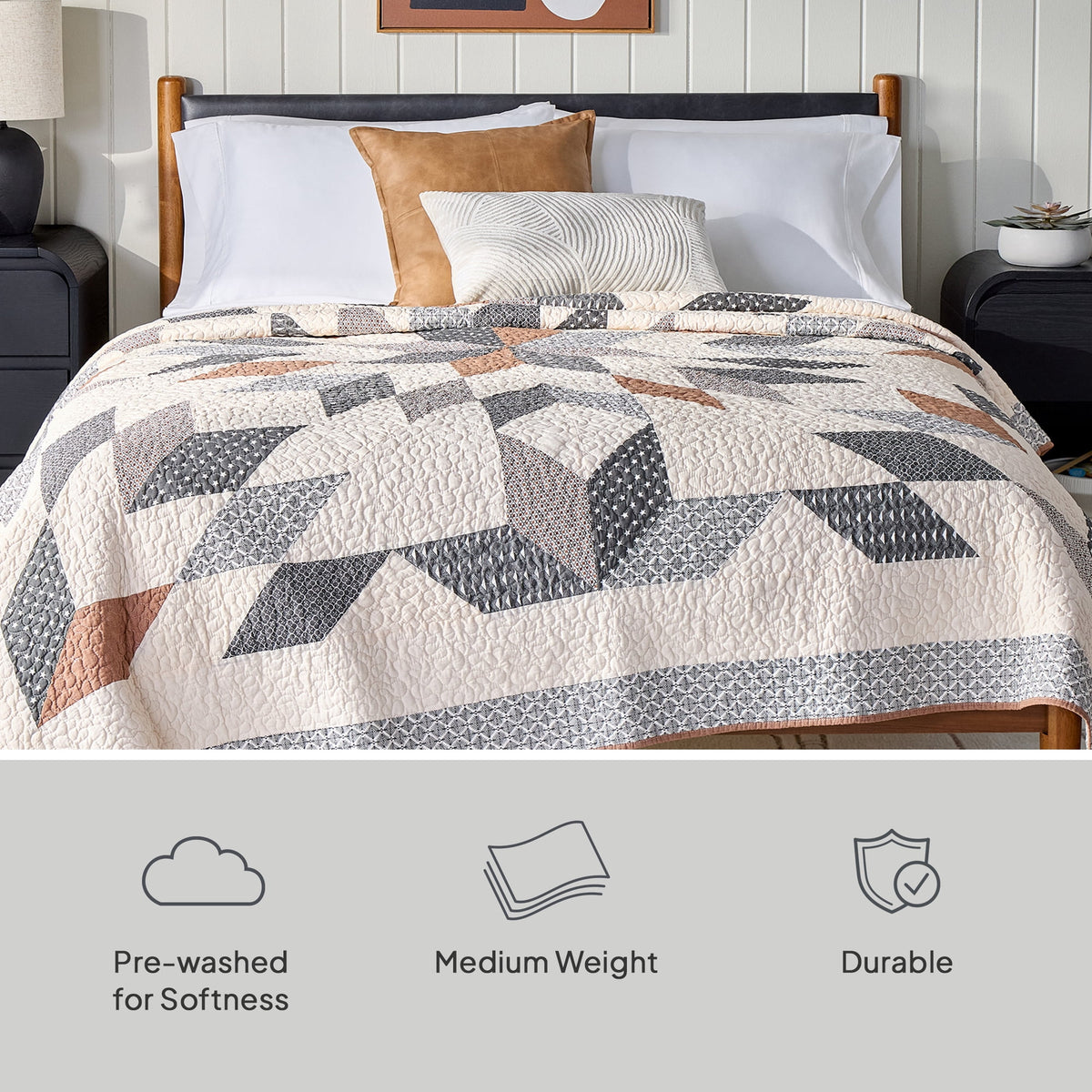 Better Homes & Gardens Starburst Patchwork Cotton Quilt, Full/Queen