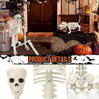 Ayieyill 2pcs Skeleton and Dog Skeleton Halloween Decorations Posable Skeletons Halloween Decorations Indoor Outdoor