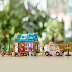 LEGO Friends Mobile Tiny House 41735, Forest Camping Dollhouse Pretend Play Set with Toy Car, Includes Leo & Liann Friendship Mini-Dolls, Gift Idea