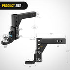 Nilight 8-Position Adjustable Trailer Hitch Ball Mount with 2 inch Ball Fits 2 Inch Receiver with 5/8" Pin Lock 7500 lbs, 9-1/2" Drop, 8-1/4" Rise