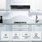 SNDOAS 30 inch Under Cabinet Range Hood Kitchen Cooking Vent 230CFM with Led Light Convertible,Black
