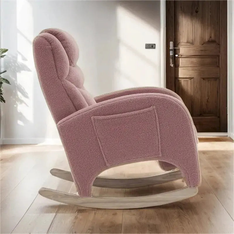 Ergonomic Fabric Nursery Rocking Chair With Adjustable Footrest And Gentle Recline - 37.6-49.2D 26W 39H