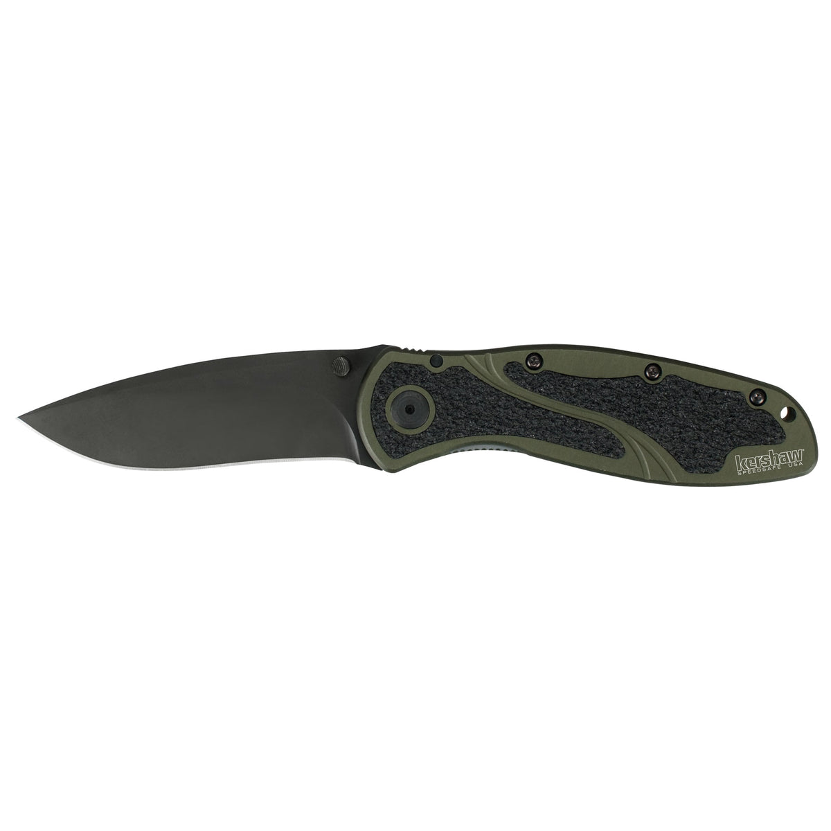 Kershaw Blur Olive and Black Pocket Knife, 3.4" Blade with Assisted Opening