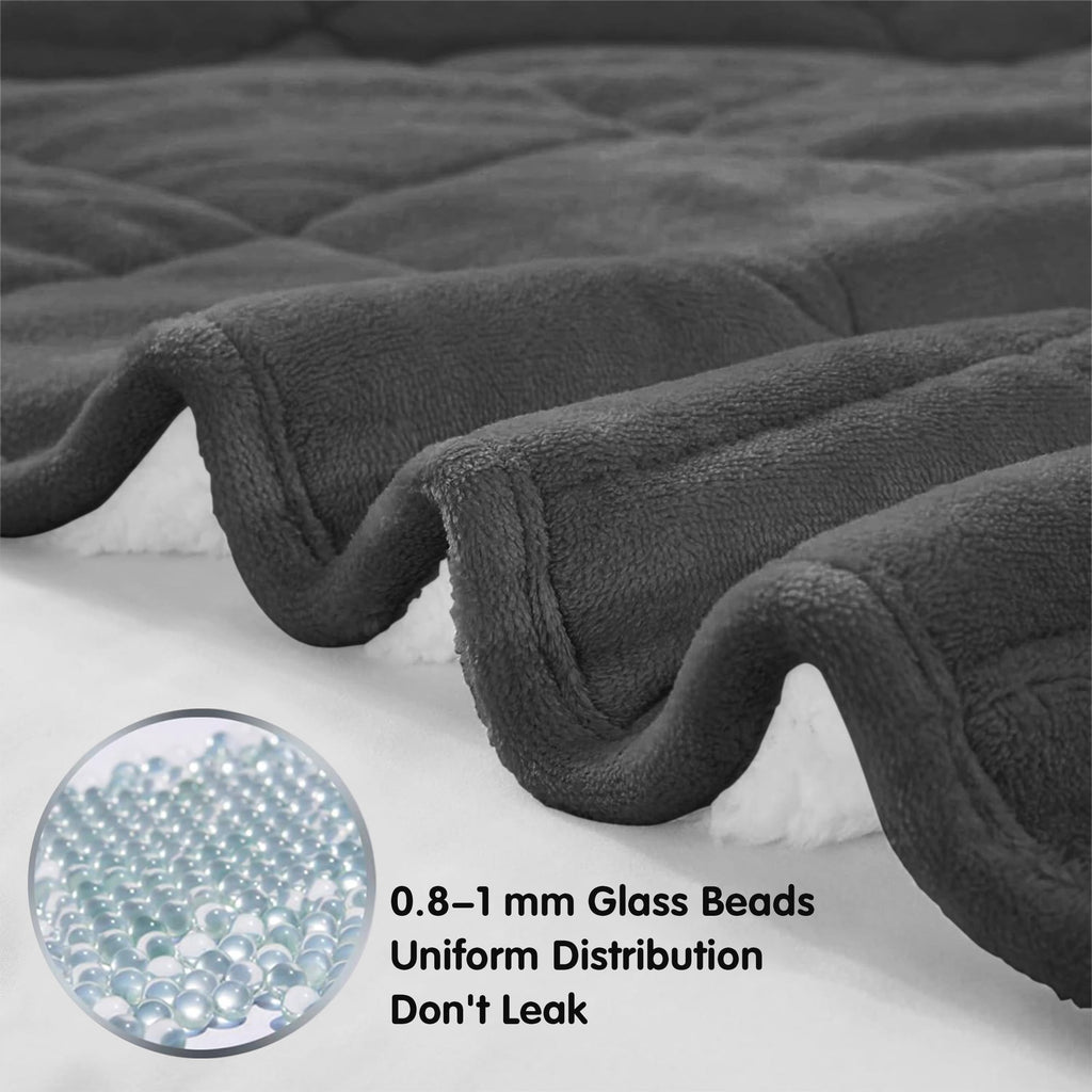 Teler Weighted Blanket for Adult, Fluffy Thick Warm Sherpa & Cozy Flannel Snuggle Heavy Blanket for Sofa Bed Calming, Queen Size (60"x80",20lbs)