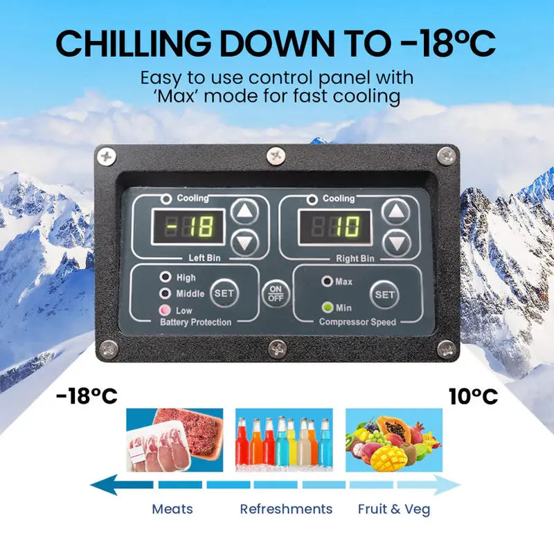 Gecko 75L Dual-Zone Portable Fridge Freezer - GK-FT7