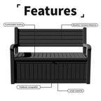 EasyUp 80 Gallon Storage bench Lockable Waterproof Deck Box - Outdoor Storage Box for Patio,Garden and Porch,Tools and Cushions（Black）