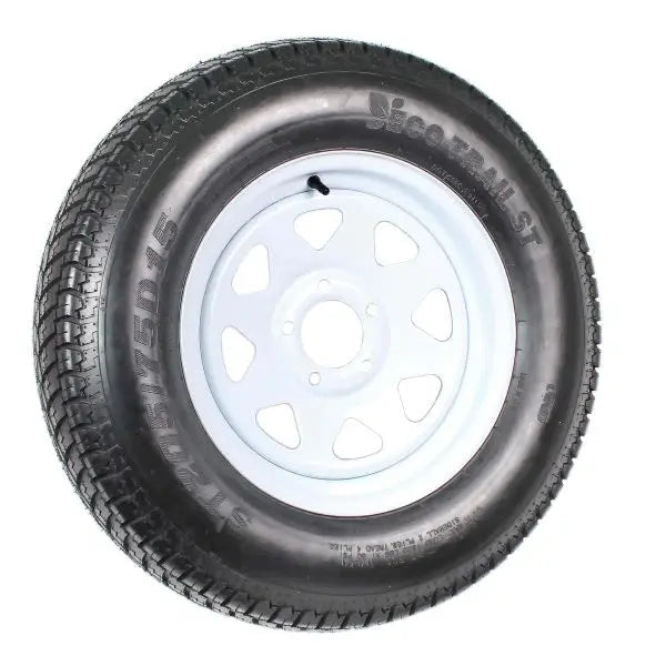 Trailer Tire & Wheel Combo ST205/75D15 Load Range C White Spoke Rims 2-Pack