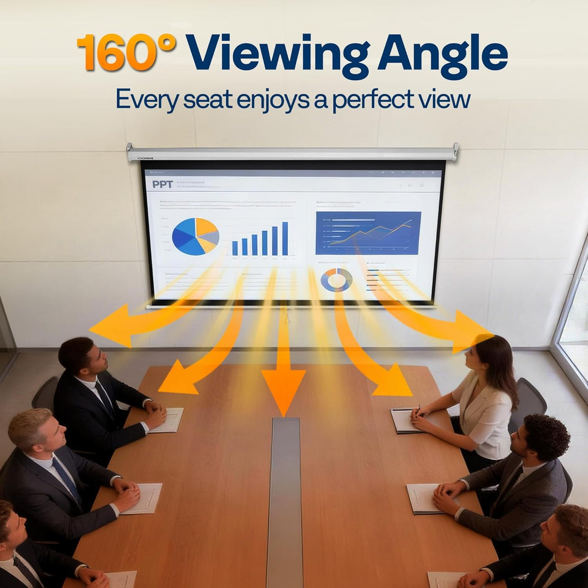 SPECSTAR 100 inch Manual Pull Down Projector Screen, 16:9 HD Retractable Projector Screens with Auto Locking for Movie Home Theater Cinema Office
