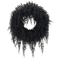 My Texas House Halloween Drapey Faux Cedar Wreath, Black, 24"