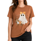 DEXIO Halloween Pumpkin Season Shirts for Women Graphic T-Shirts Fall Casual Short Sleeve Tops Orange XXL