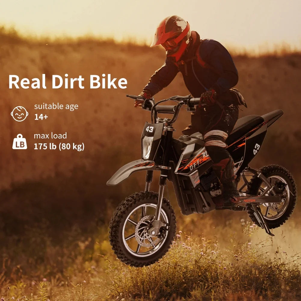 Kids Electric Dirt Bike 36V 350W, 15.5 MPH, Age 8-16, 175 lbs Max Load