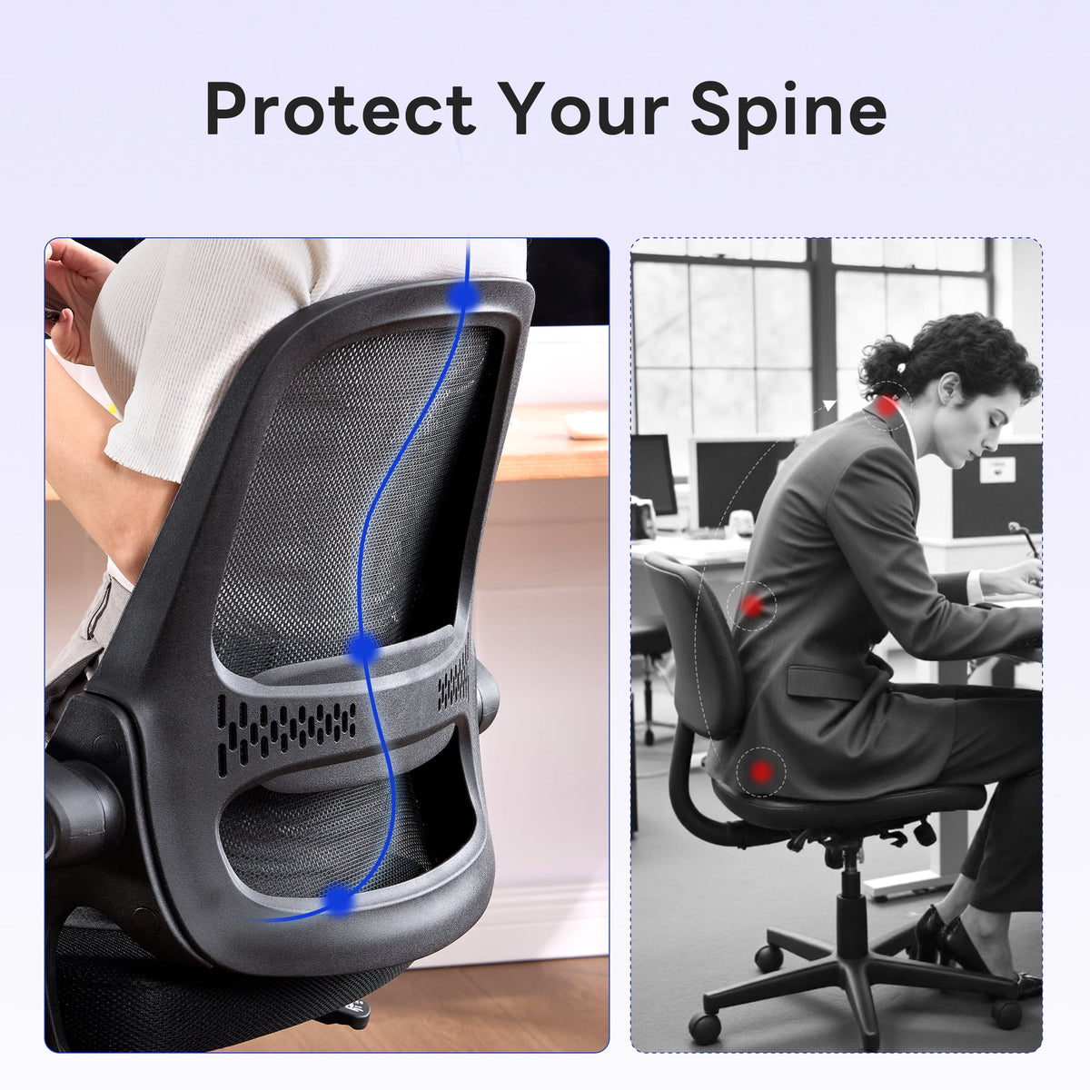 TMV Ergonomic Mesh Office Chair - High Back Gaming Desk Chair, Computer Chair with Lumbar Support & Wheels, Modern Vanity Chair for Home Office