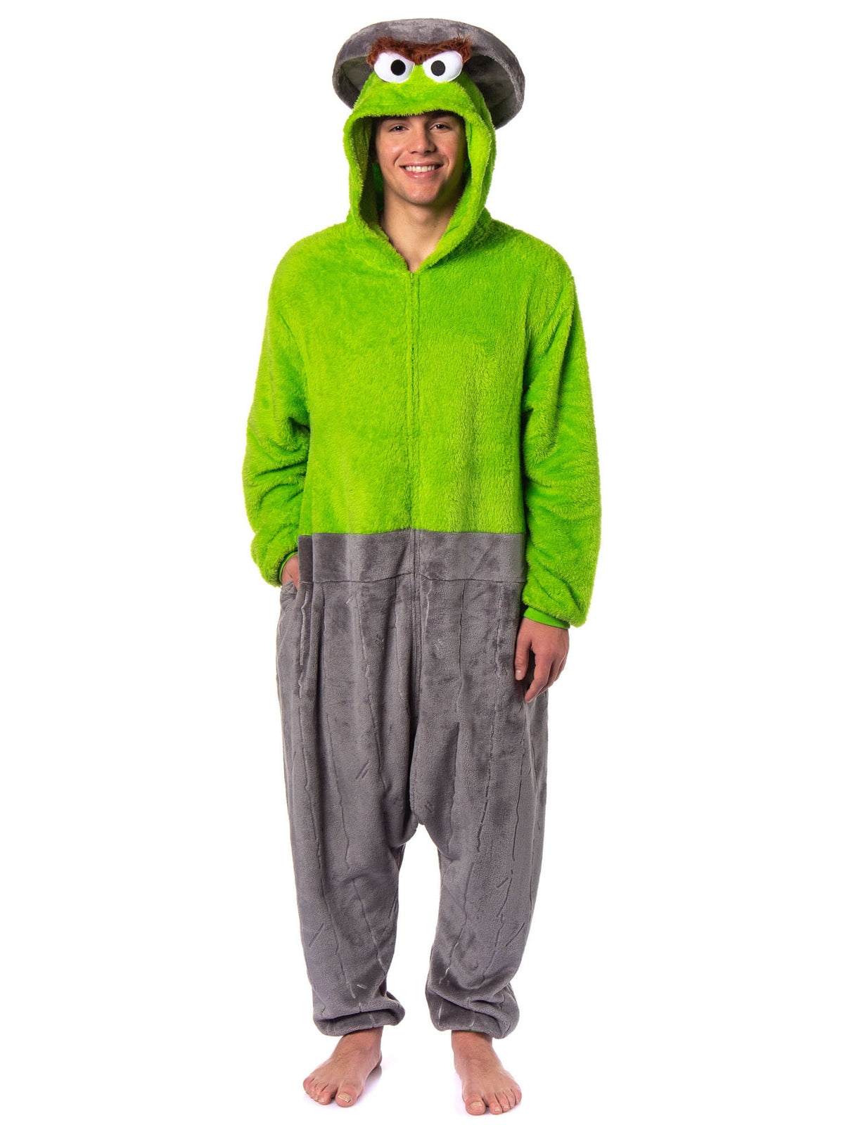 Sesame Street Union Suit Adult Kigurumi Costume Pajama Fleece Hooded One Piece