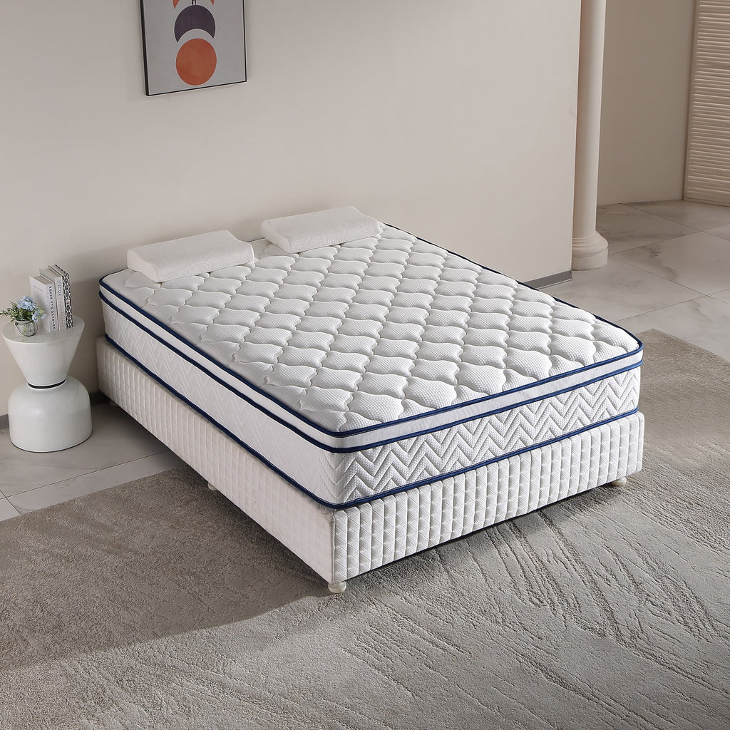 QOFYU Plush Queen Mattress 12 inch, Queen Size Spring HybridGel Memory Foam Mattress, Queen Mattresses in a Box