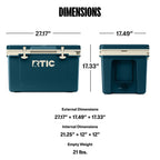 RTIC 52 Qt 76-Can Ultra-Light Ice Chest Cooler, Marine/Canvas