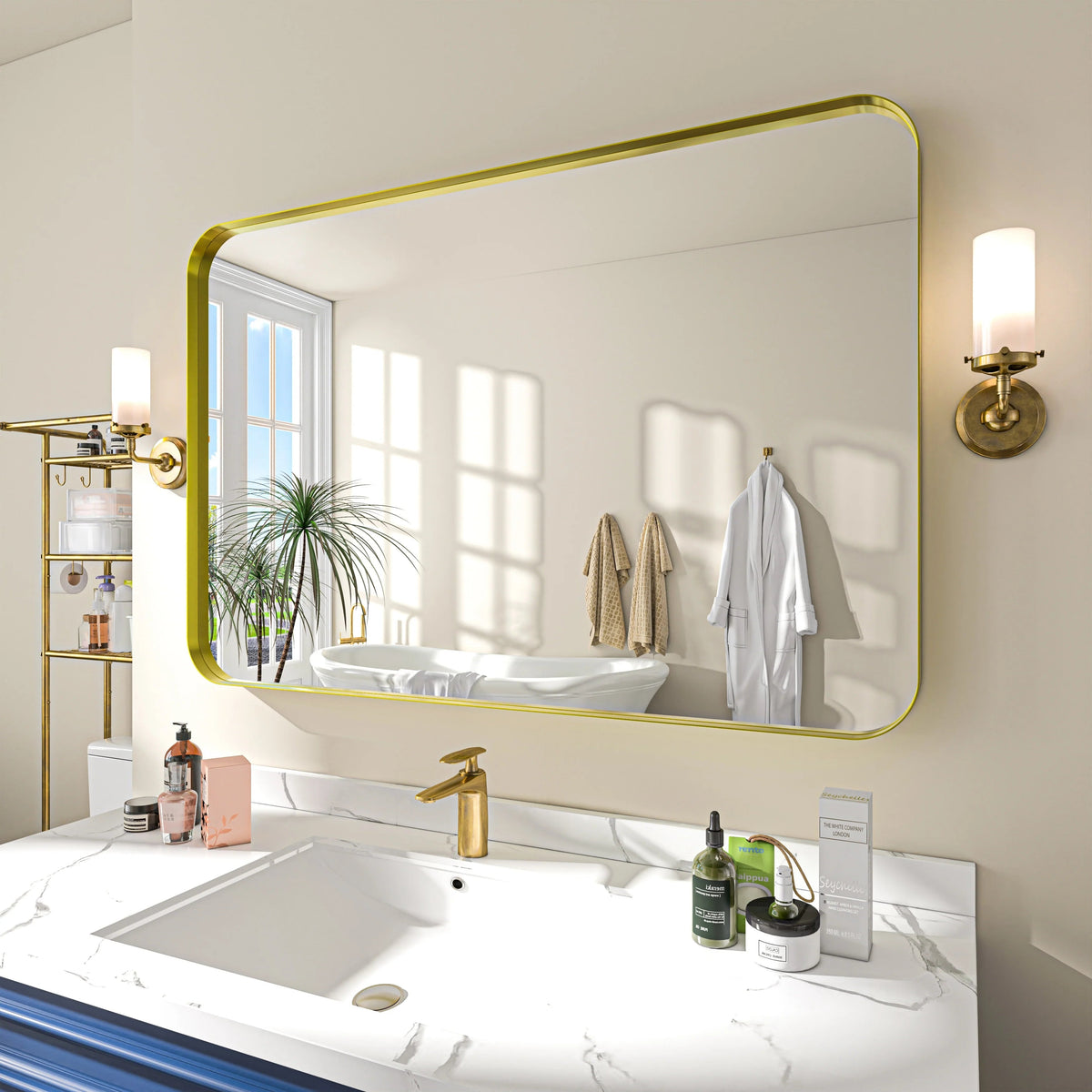 Aluminum Alloy Rounded Corner Wall Vanity Mirror