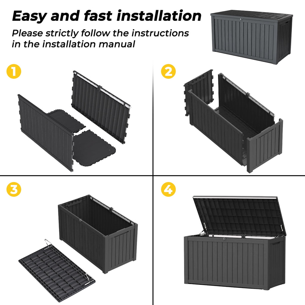 Kdymod Deck Box Outdoor Storage 200 Gallon,Resin Deck Boxes Outdoor Waterproof UV Resistant with Hundles,Outside Lockable Toy Storage for Pool ,Patio