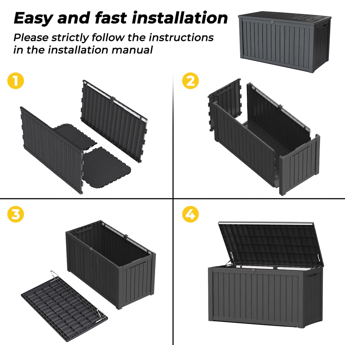 Kdymod Deck Box Outdoor Storage 200 Gallon,Resin Deck Boxes Outdoor Waterproof UV Resistant with Hundles,Outside Lockable Toy Storage for Pool ,Patio