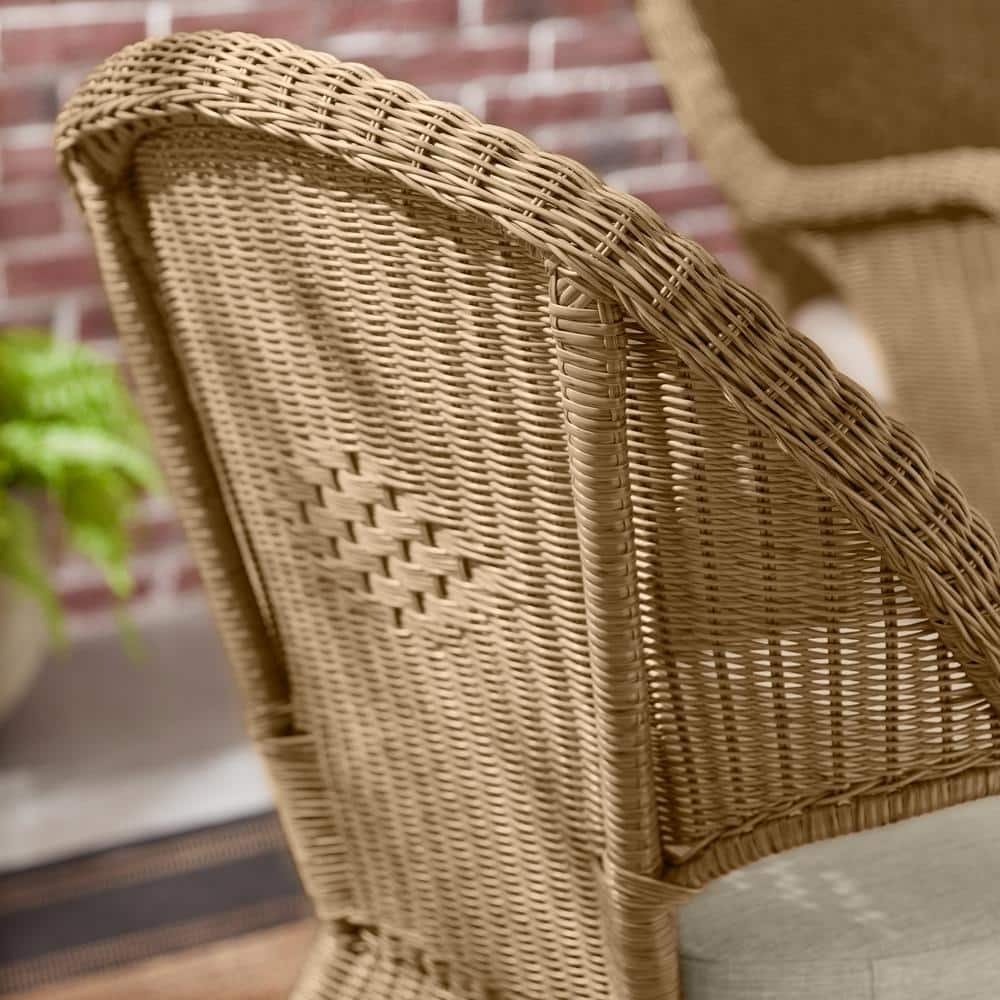 Hampton Bay Rosemont Light Brown Steel Wicker Stackable Outdoor Patio Lounge Chair With Putty Tan Cushion - 65-91-1BR-996