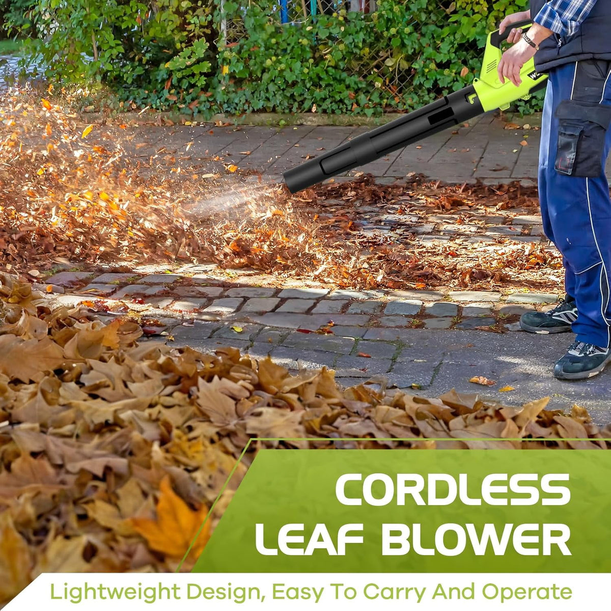 DARKIRON Cordless Leaf Blower, 20V Leaf Blower with 2 x 2.0Ah Batteries & Charger, Up to 450CFM/150MPH, 2 Variable Speed, Lightweight for Blowing