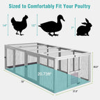 Aivituvin 20.7 sq ft Chicken Coop Run Extension for Outdoor, Heavy Duty Metal Chicken Run with Safety Lock Doors, 79"x38"x27"