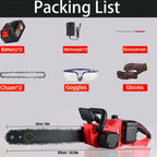 16 Inch 42V Brushless Cordless Chainsaw Kit, 1200W With 2x2000mAh Batteries And 2 Chains