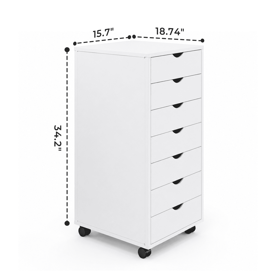 Alvantor 5/7-Drawer Storage Cabinet with Rolling Wheels, Lockable Casters, Spacious Drawers & Top Shelf for Office & Home