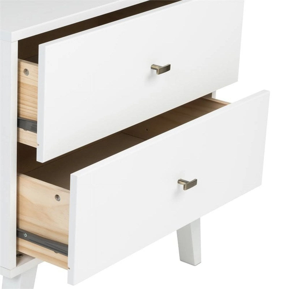 Prepac Milo 2-Drawer Tall Nightstand With Open Shelf, White
