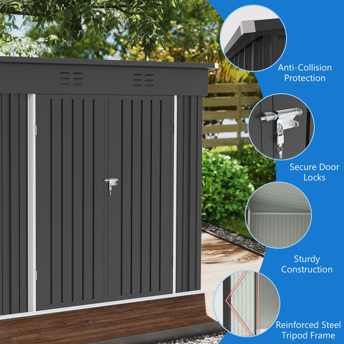 Clearance Storage Shed, Enyopro 6'x4' Outdoor Storage Sheds, Metal Storage House with Lockable Door, Storage Garden Tool shed for Lawnmower, Bike