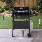 Expert Grill 3-Burner Propane Gas Grill with Side Shelves and Wheels, Black