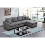 Contemporary L-Shaped Sectional Sofa With Cup Holders, Storage Chaise, Grey Or Black