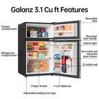 Galanz 3.1 Cu Ft Two Door Mini Fridge With Freezer Stainless Steel - Energy star certified, compact and efficient for dorms, offices, and small spaces