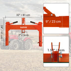 3-Point Cat 1 Quick Hitch, 3000 lb Lift, 27.5" Arm Span, 14.5"-17.5" Level Adjustment, with Adaptor