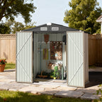 BaPiPro 6.2x4 FT Outdoor Storage Shed with Integrated Base - Heavy-Duty Metal Garden Tool Shed with Vents & Secure Locking Doors, Stable Frame