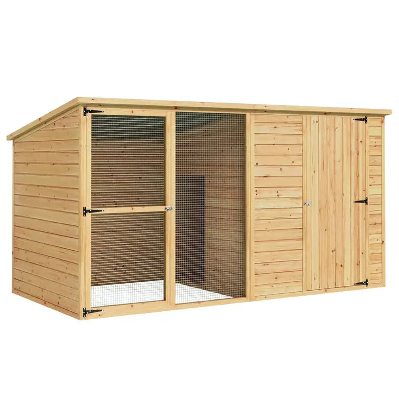 i.Pet Extra-Large Outdoor Wooden Log-Style Dog House With Insulated Bed, 2.28m - Brown