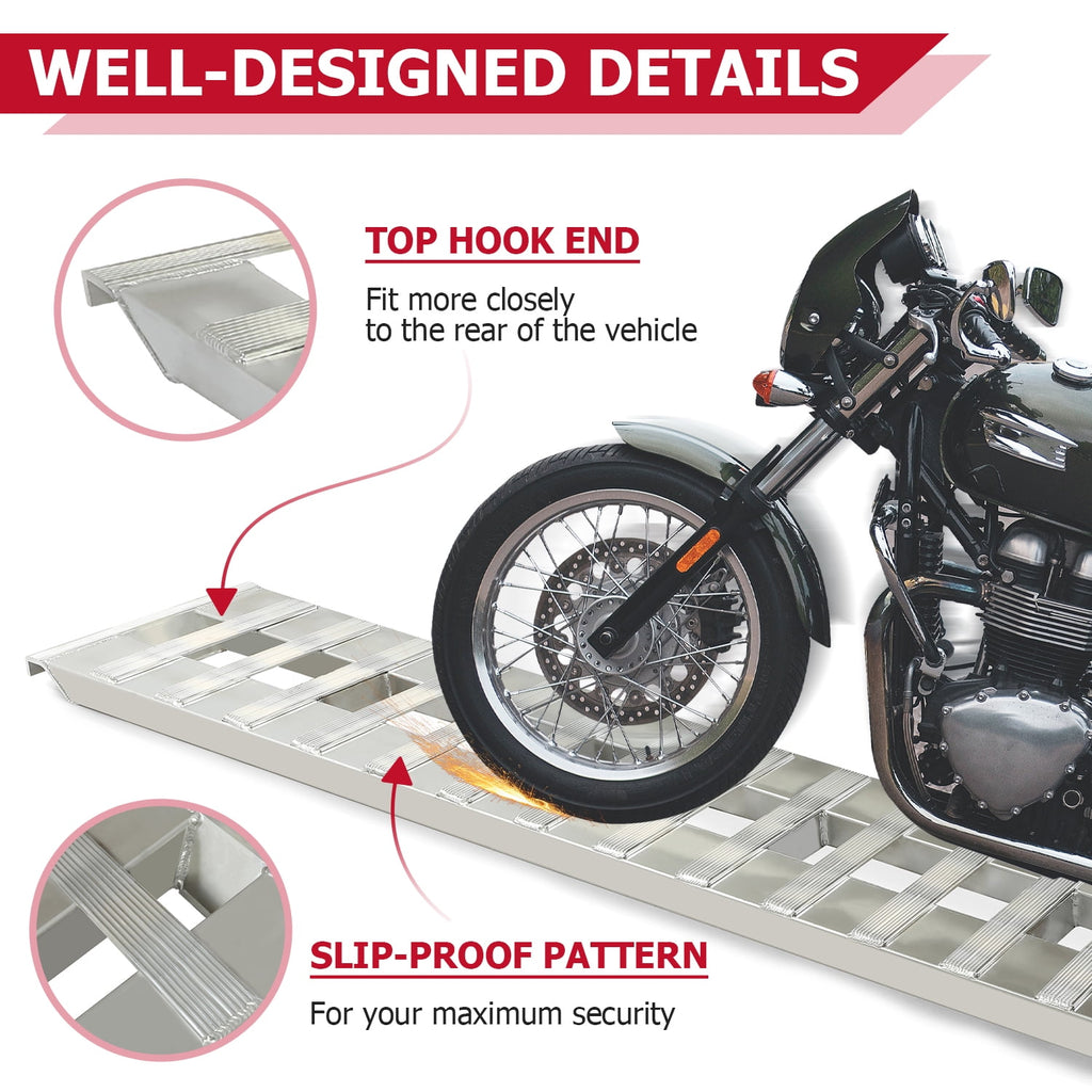 Kojem 60"x15" Aluminum 6800 LBS Loading Trailer Ramps for Truck Car Auto ATV UTV Universal Hook Attaching End Knife Foot 1 pair
