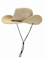 COOPLUS Straw Cowboy Hat for Women Western Cowgirl Adjustable Chin Strap Hats for Summer