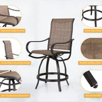 Sophia & William 2 Piece Outdoor Swivel Bar Height Stools - Textilene