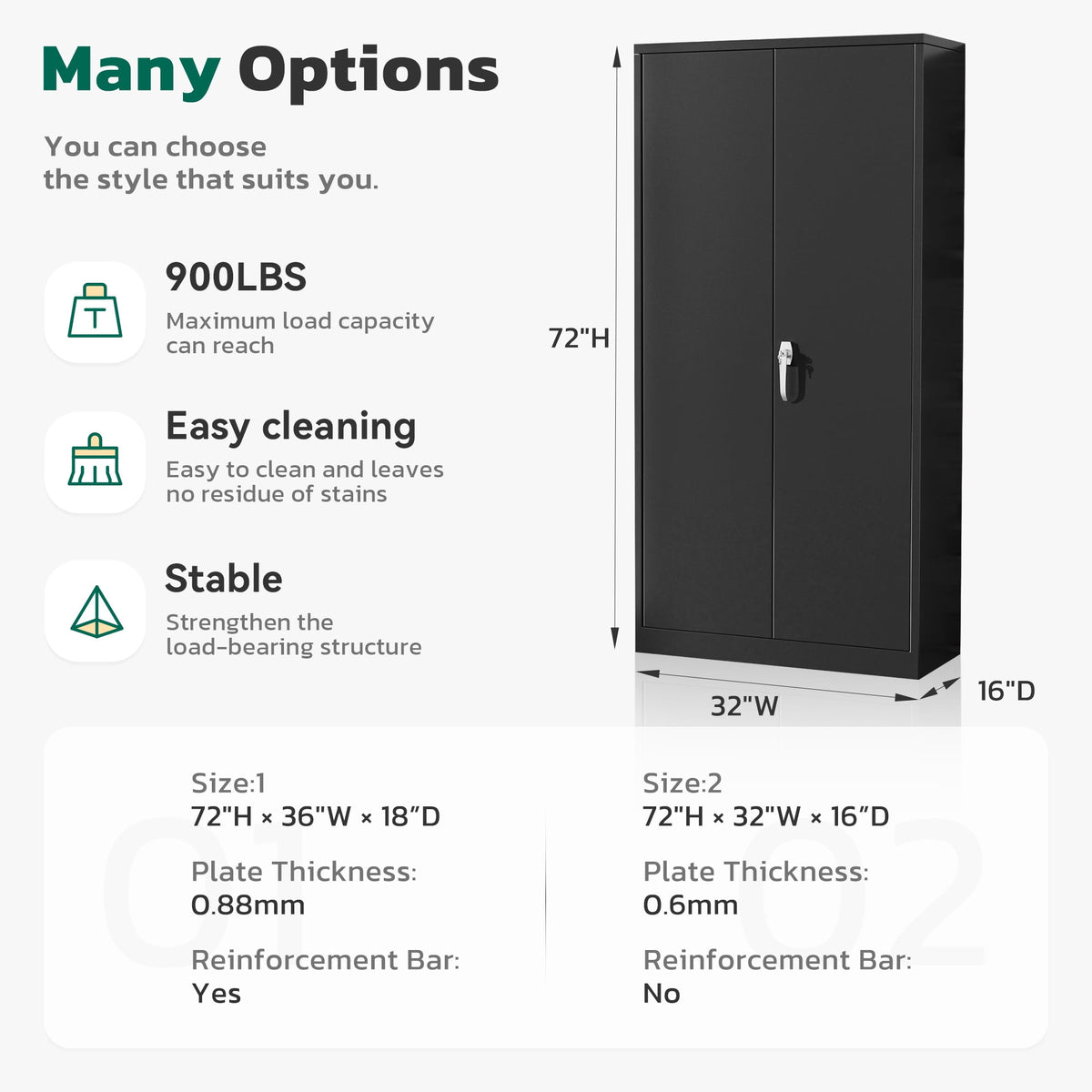 SUNCROWN 71 In Metal Storage Garage Cabinets with Locking Doors and Adjustable Shelves, Steel Storage Cabinet for Garage, Office, Classroom, Assemble